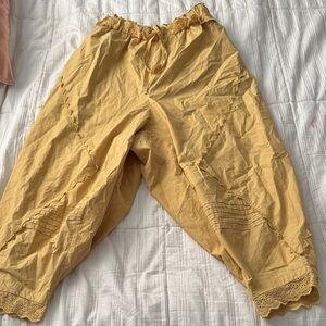 Free People Yellow Lace Trim Pants